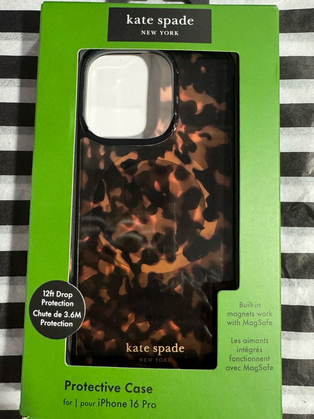 Kate Spade New York Tortoise Shell MagSafe Protective Case for iPhone 16 Pro NIB